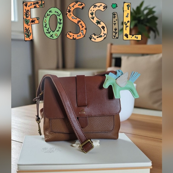Fossil Kinsley Brown Leather Crossbody Bag NWT - Picture 1 of 10